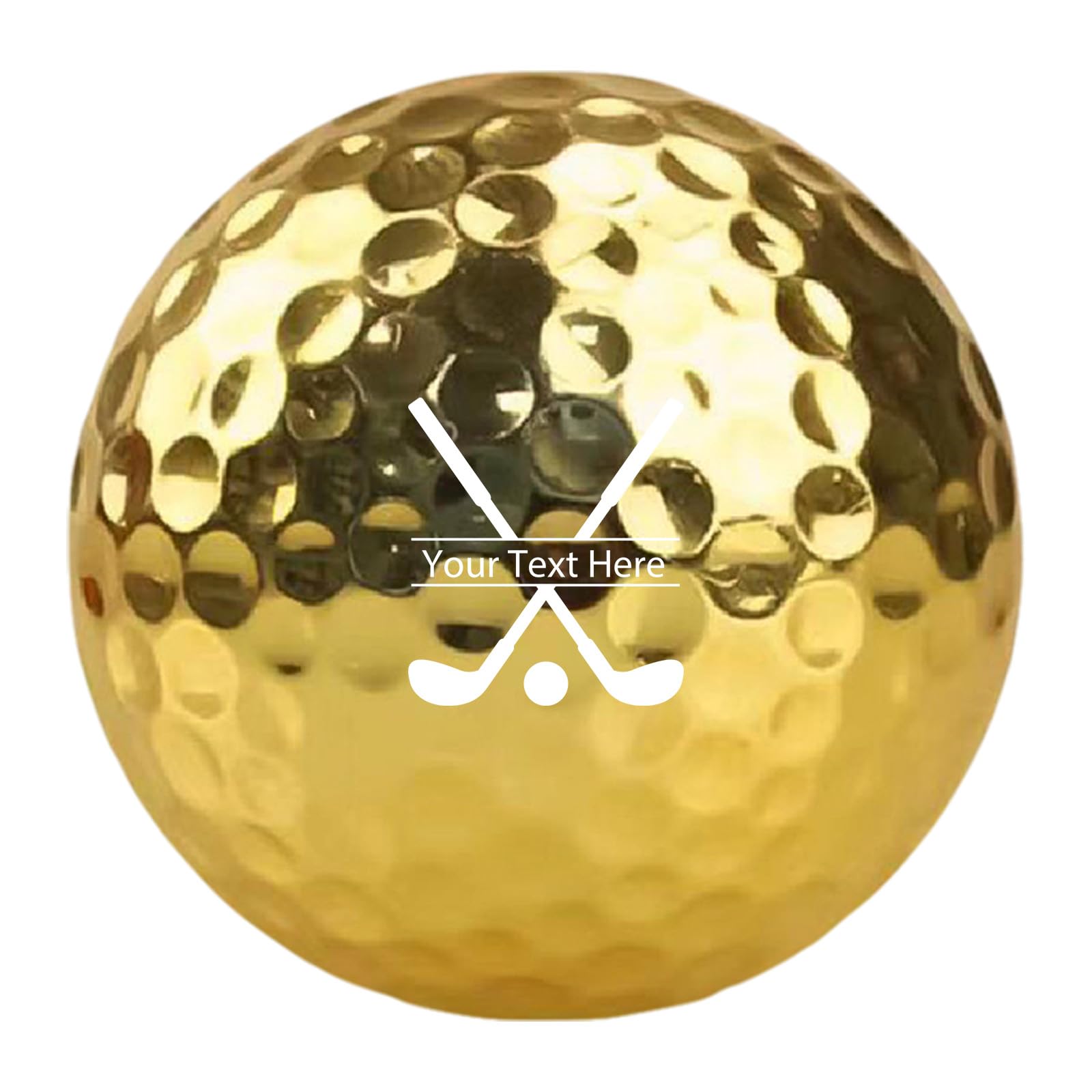 JPHCHSC Personalised Golf Balls, Dual-Layer Construction, Custom Unique Gift for Men, Photo Icon Text Customisation, Birthday Father's Day Golf Gifts (Golden Your Text Here, 7)
