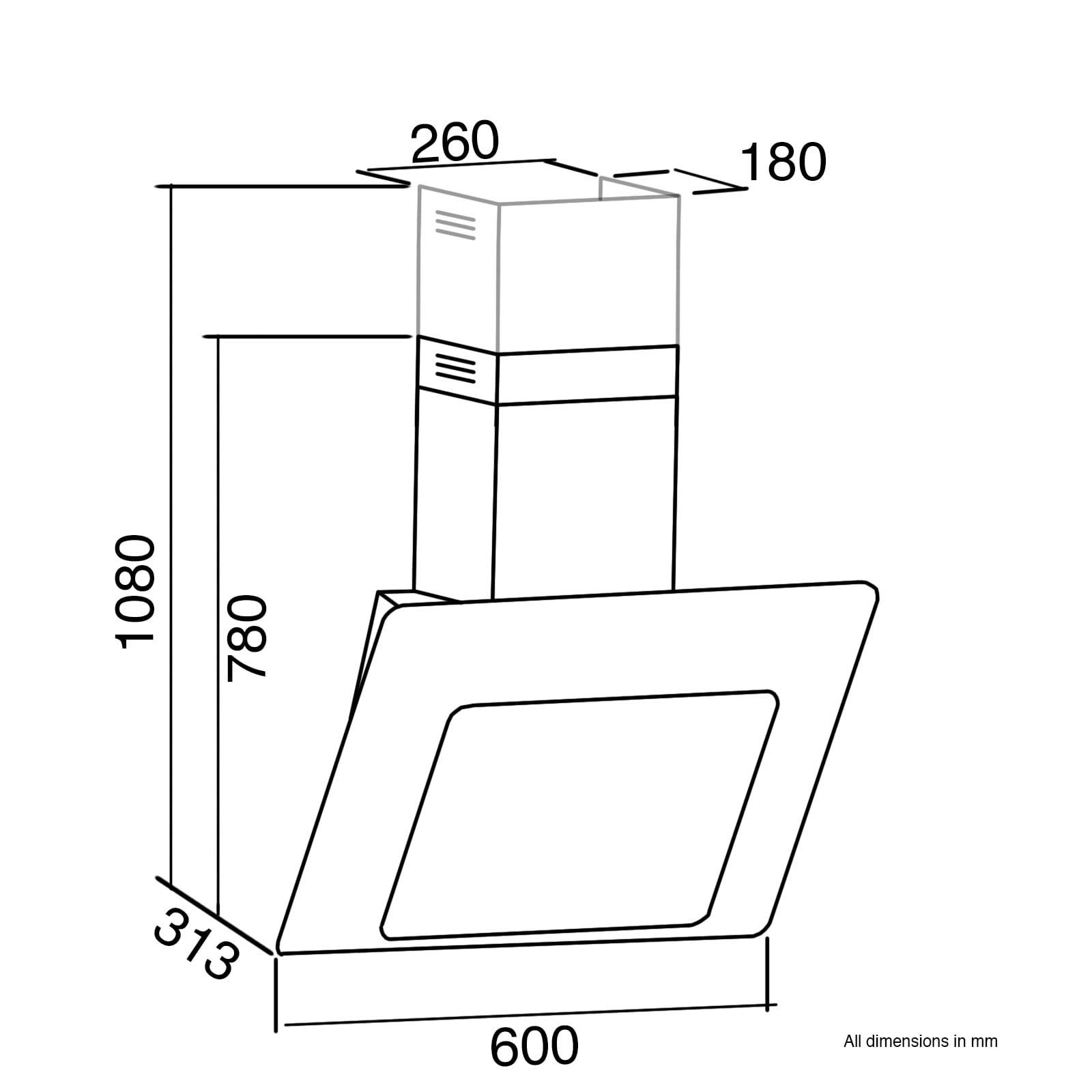 SIA AGE61BL 60cm Black Glass Angled Kitchen Cooker Hood Chimney Extractor Fan With Red Blue And Green LED Edge Lit Mood Lighting - 5