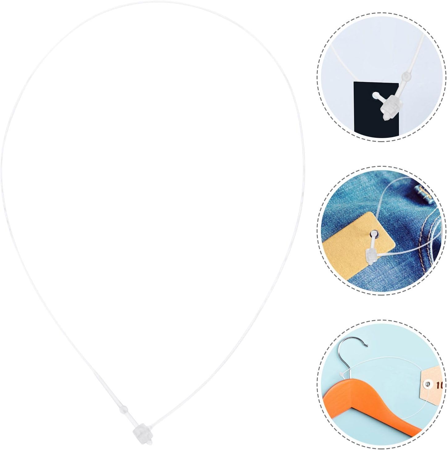 1000Pcs Plastic Snap Lock Fasteners Transparent Security Loops for Tags Retail Store Supplies Tag Snap Locks and Plastic Fasteners