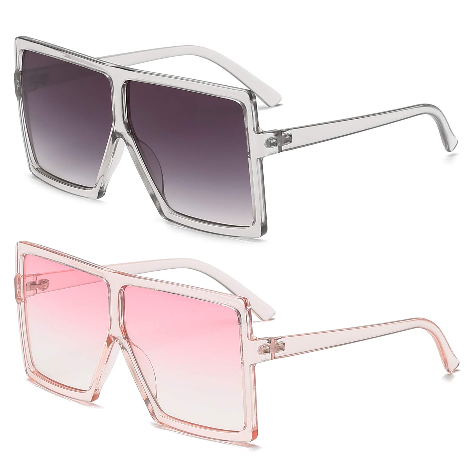 GRFISIA Square Oversized Sunglasses for Women Men Flat Top Fashion Shades