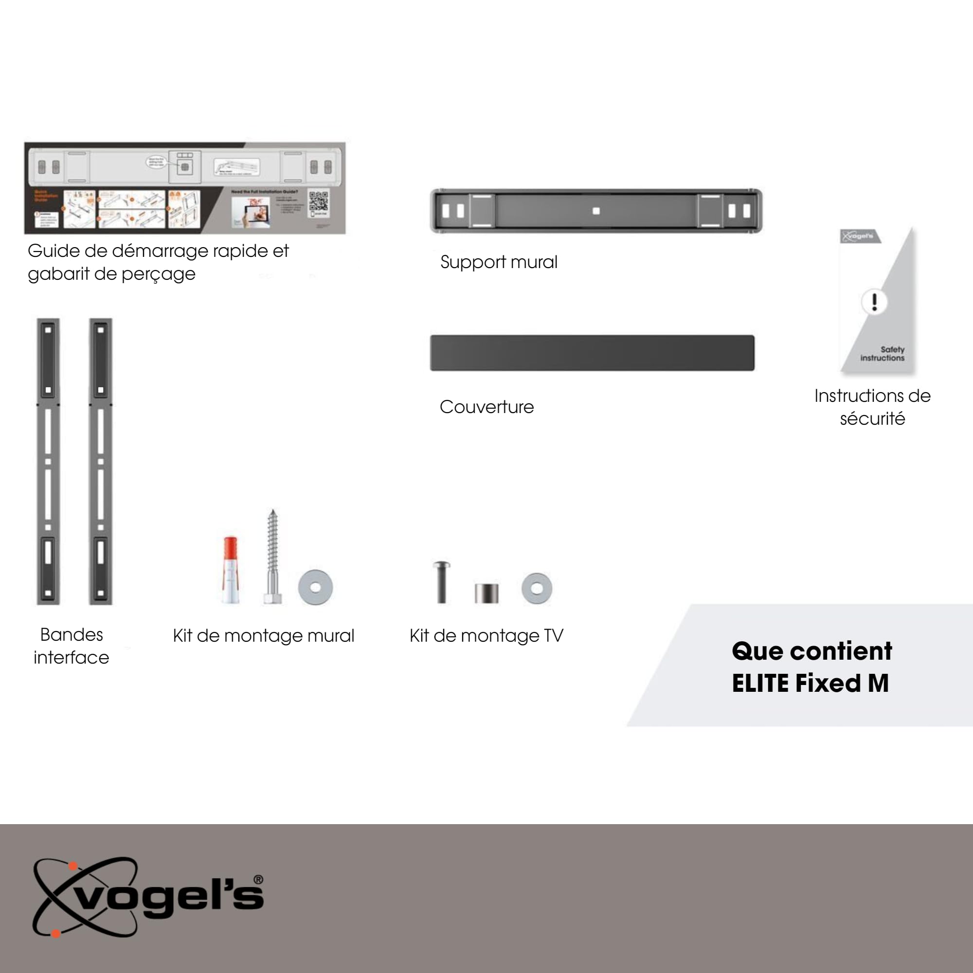 Vogel's Elite TVM 5405, Support Mural TV extrêmement Plat pour téléviseurs de 32 à 77 Pouces, Max. 75 kg, Support TV Max. VESA 400x400, Universellement Compatible, Distance au Mur de Seulement 1,5 cm.