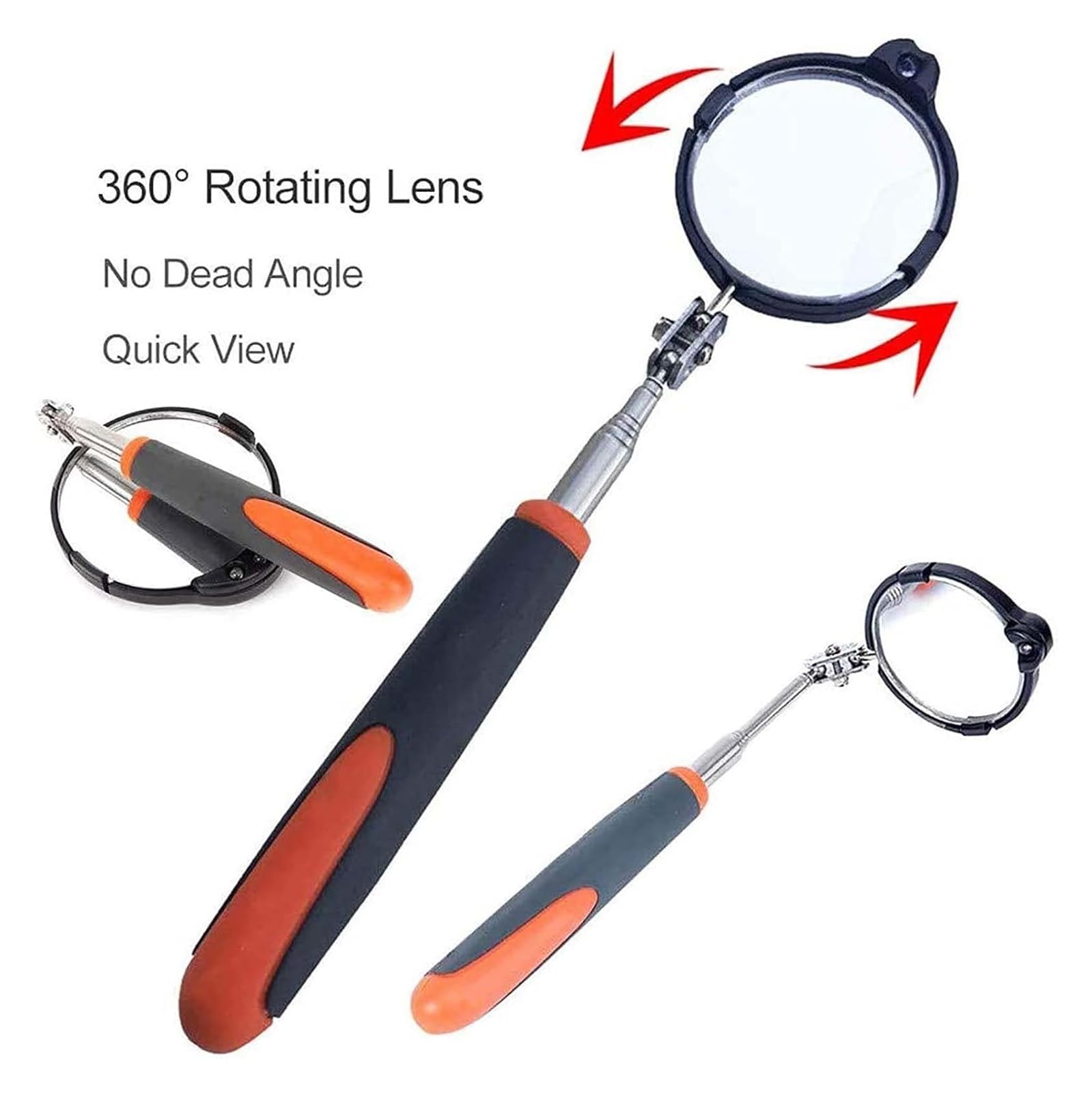 DARZYS Telescoping Inspection Mirror, Under Vehicle Inspection Mirror with LED Light for Car Repair, Telescopic Length