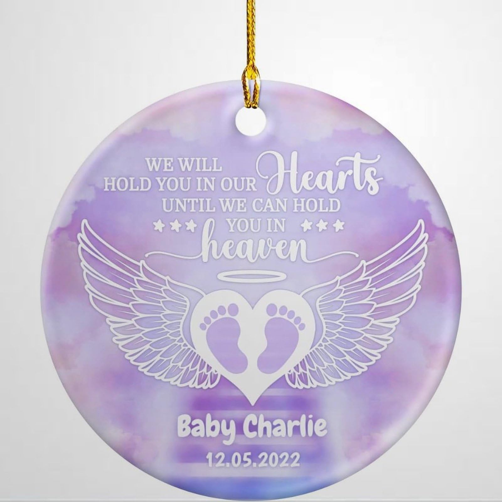 Luckluccy Style-6 Personalized Miscarriage Ornament Angel Baby Memorial Gift Remembrance Sympathy Angels Footprint Christmas Ornaments Ceramic In Loving Memory Keepsake Gifts For Loss Of Baby