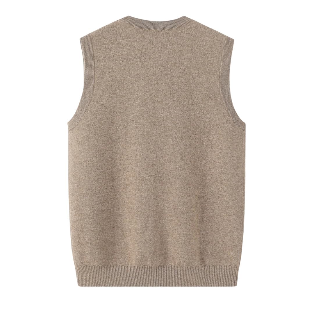 Chaleco de invierno para hombre, de cachemira, informal, de punto con cuello en V