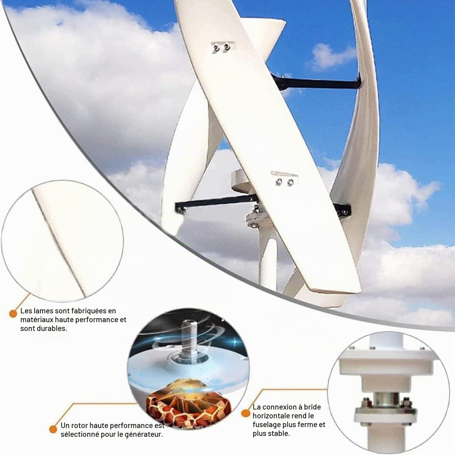 Éolienne 20000W,12V 24V 48V 220V éolienne Verticale à Arbre de Lévitation Magnétique Hélicoïdal,Générateur à Aimant Permanent Triphasé,avec Contrôleur,pour Maison/Terrasse/Chalet/Camping Car(48V)