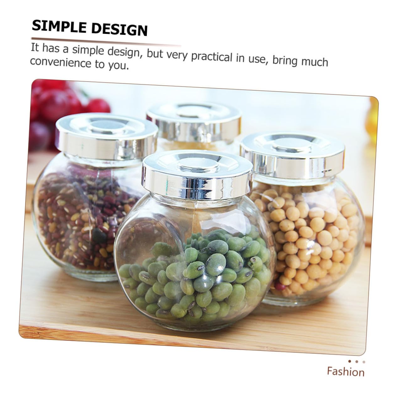 Set 8 Barattoli in Vetro Trasparente da 180 Ml Contenitori Ermetici Coperchio per Conservare Alimenti Cereali e Tè in Cucina Domestica