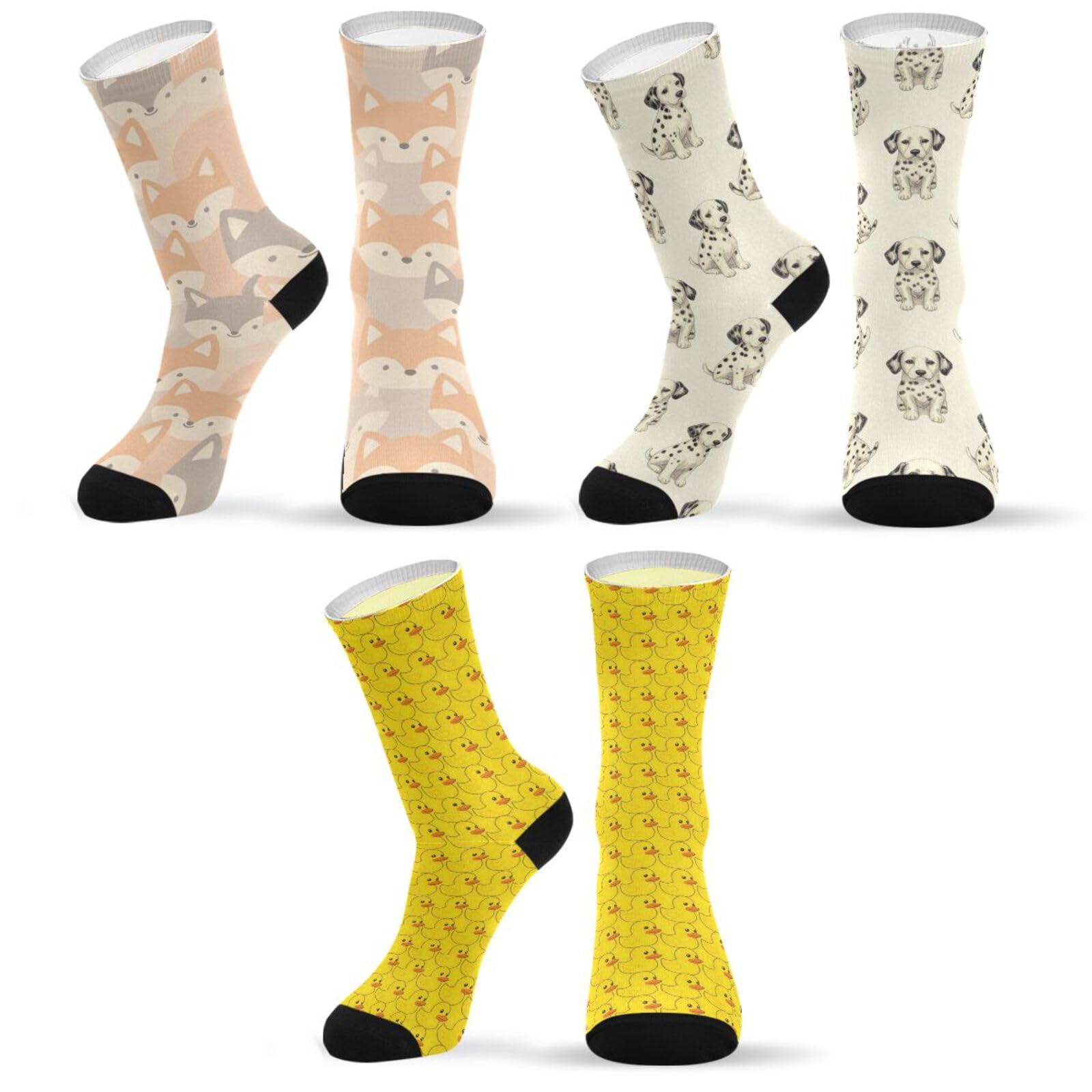 Calcetines de media pantorrilla con flores y animales, pack de 3 pares para adultos 8