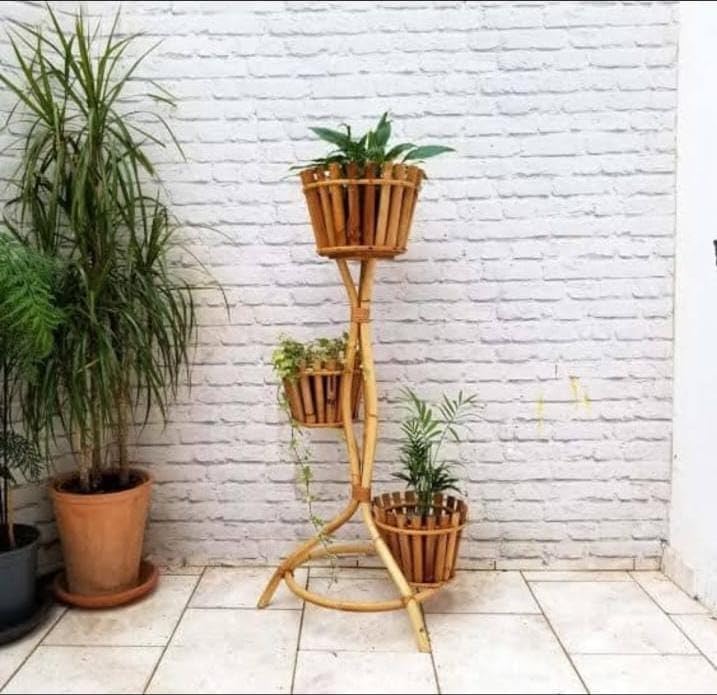 CRAFTCANE Bamboo Cane Planter Stand for indoor Plants, Home, Garden, Balcony, Living Room, Flower Pot Stand (3 pot stand) (B0CQJT93JN) Amazon Price History, Amazon Price Tracker