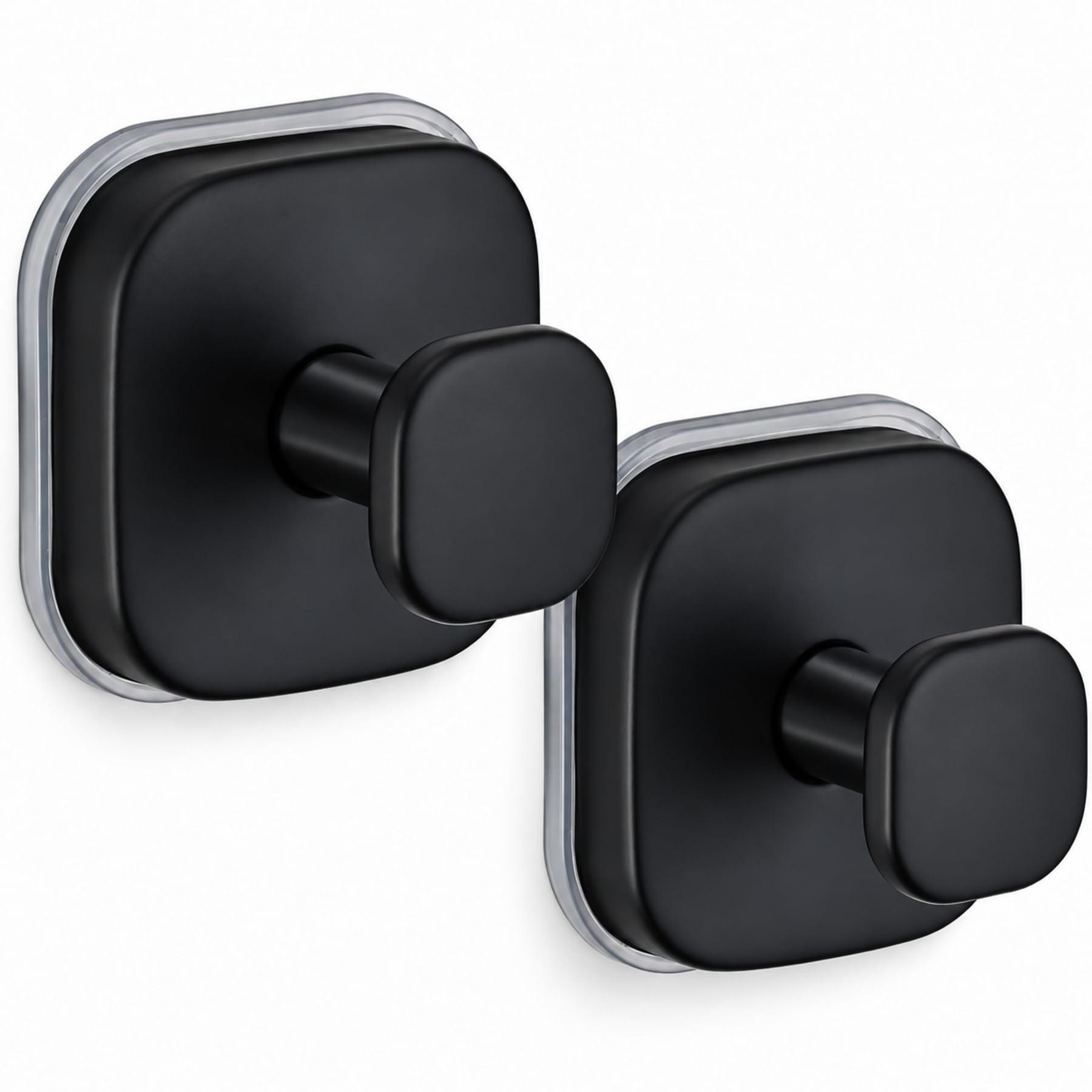 Suction Cup Hooks for Shower, Bathroom Towel, Robe and Loofah Storage(2, Matte Black)