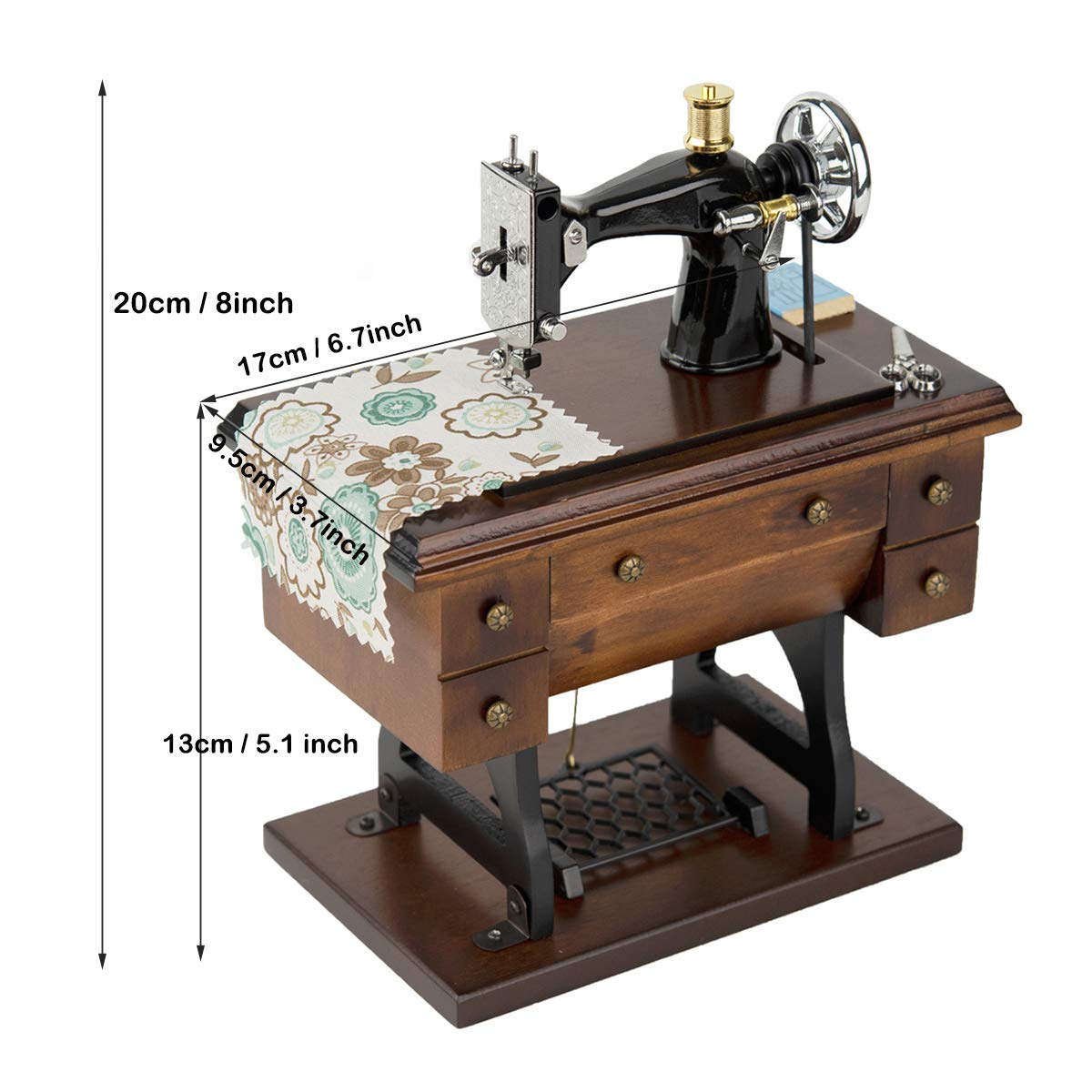 Carillon musicale vintage con macchina da cucire, in legno, meccanico, per festa della mamma, compleanno, per moglie, fidanzata, nonna, mamma, amica, suona la melodia "You Are My Sunshine