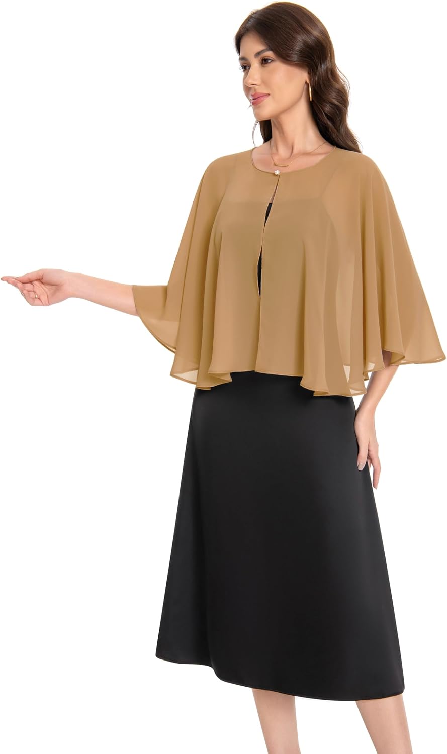 Baoqiya Shawls and Wraps for Dresses Chiffon Capelet Bridal Capes Soft Women Accessories Cover Up