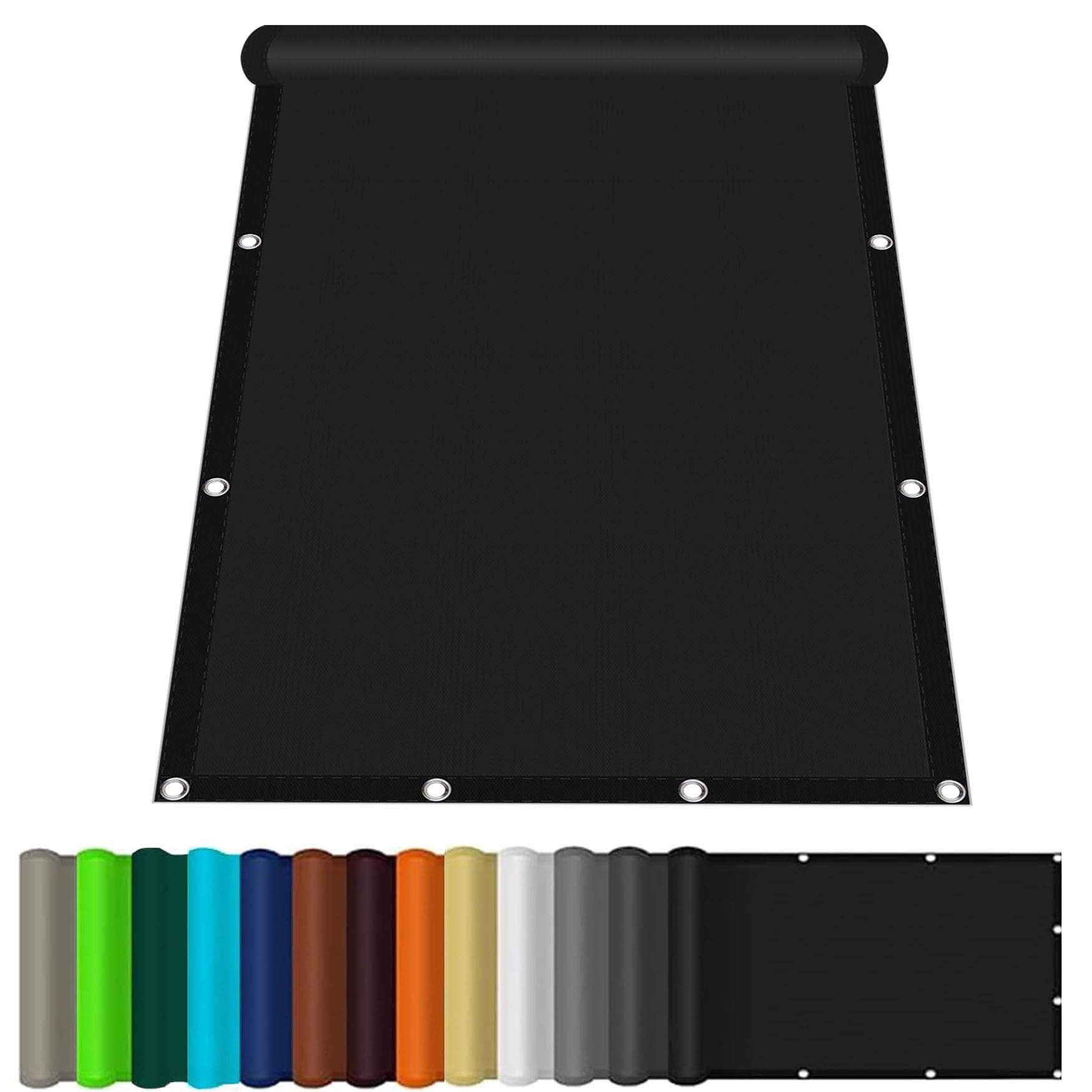 Voile d'ombrage imperméable 140x690 cm en polyester noir résistant