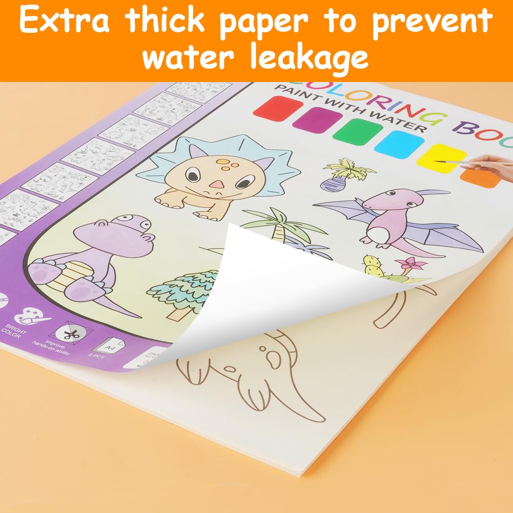 3 Libri Da Colorare Ad Acquerello Per Bambini - 60 Pagine Con Pennello E Tavolozza Integrata, Tascabili, Tema Animali/Oceano/Estate
