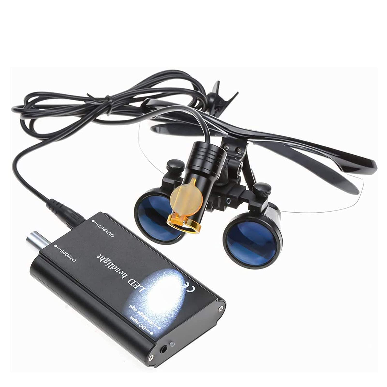 GaRcan Lupas dentales LED de 2,5/3,5X 5w, Lupa quirúrgica de Laboratorio médico, Lupa de Vidrio óptico Binocular con Faro Delantero (Negro 2,5X)