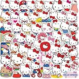 100Pcs Cartoon Cute Kitty White Hello Kitty PET Transparent Waterproof Stickers Pack Decal for Water Bottles Cup Laptop Phone Guitar Car Bike,Kid/Teen Gift JKT