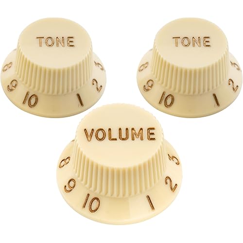Musiclily Ultra Universal Fitting Size Strat Knobs 2 Tone 1 Volume Set for Fender Stratocaster ST Style Electric Guitar, Aged White