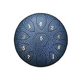 Tune Percussion Instrumento musical tambor de lengua de acero de 8 pulgadas para principiantes afinar tambor de mano palitos bolsa de transporte percusión (azul marino)