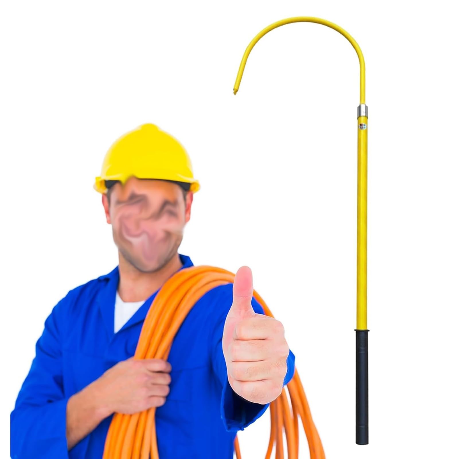 Lightweight Insulated Rescue Hook, Rescue Hook For Firefighters And Electricians With Electric Shock Protection, 10 Kv–220 Kv High Voltage Rescue Hook, 1 M, 1.5 M, 2 M, 3,Yellow-1m/39.4in/3.3ft