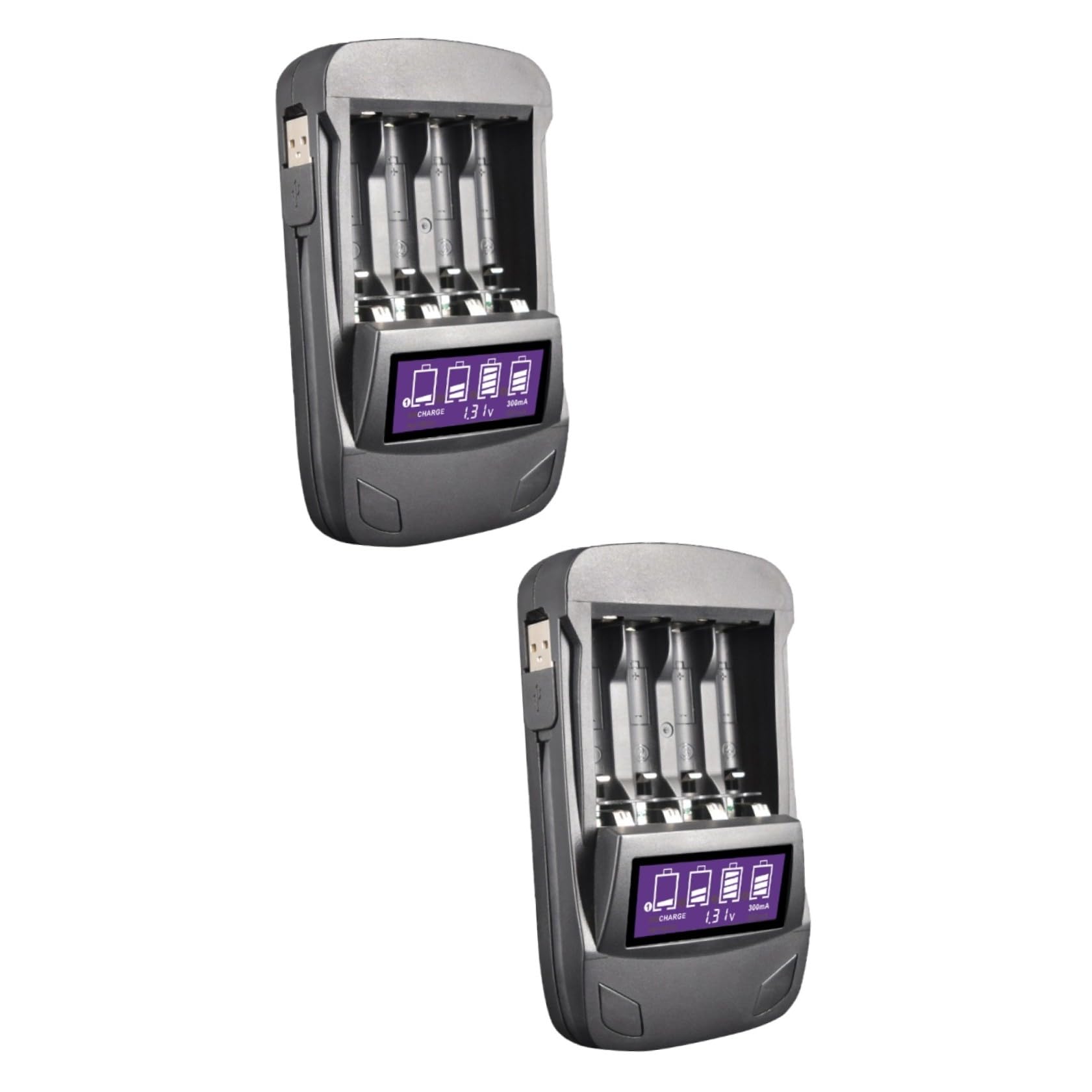 OSALADI Cargador De Batería De 2 Piezas Adaptador Inteligente De 4 Ranuras Pantalla De Capacidad Real Cargador Portátil Recargable para El Hogar