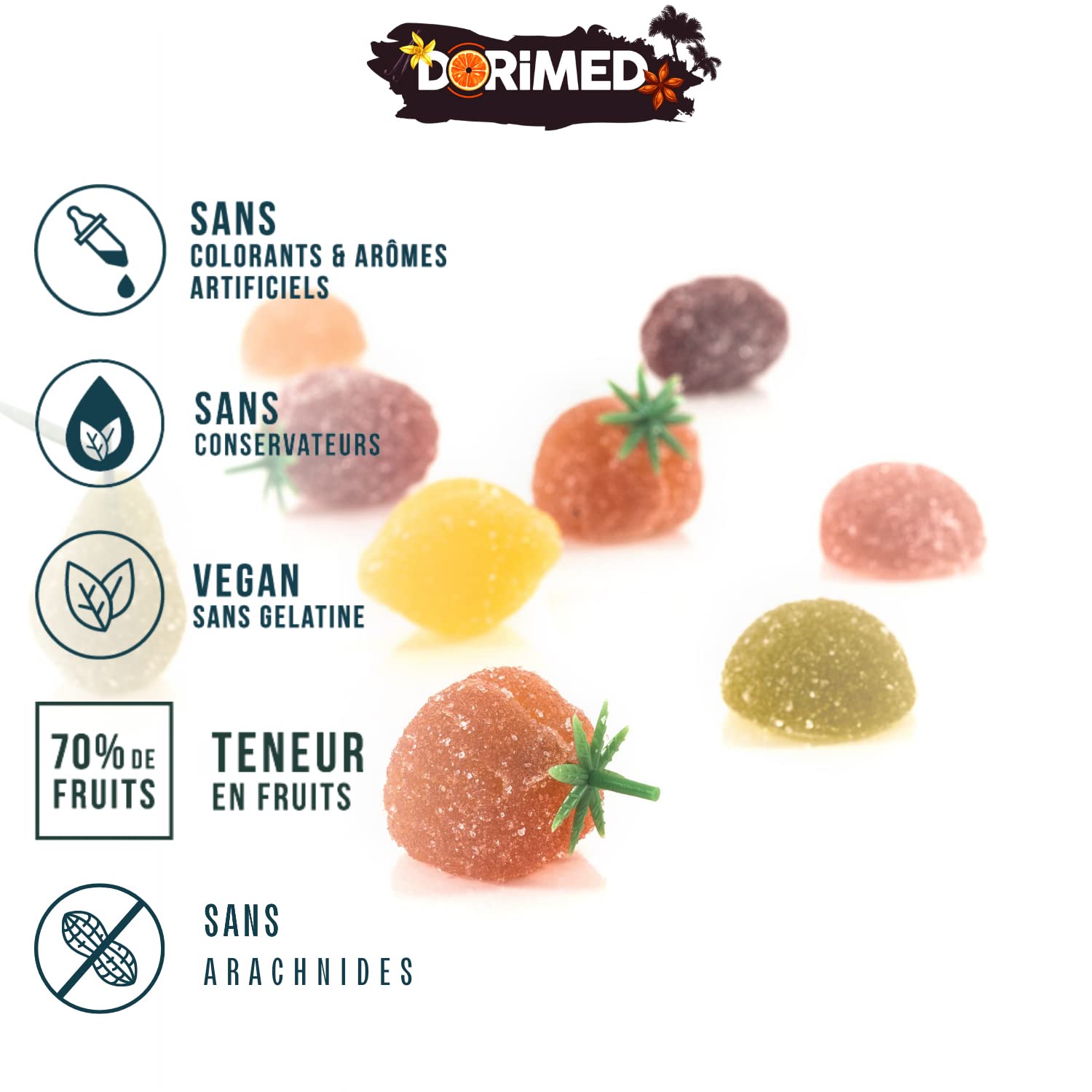 Pâtes de Fruits saveurs fruits des vergers 1 Kg, saveurs (pommes vertes, abricots, cerises noires, prunes, poires jaunes),sans Gluten,sans conservateur,sans colorant et sans arômes artificiels.