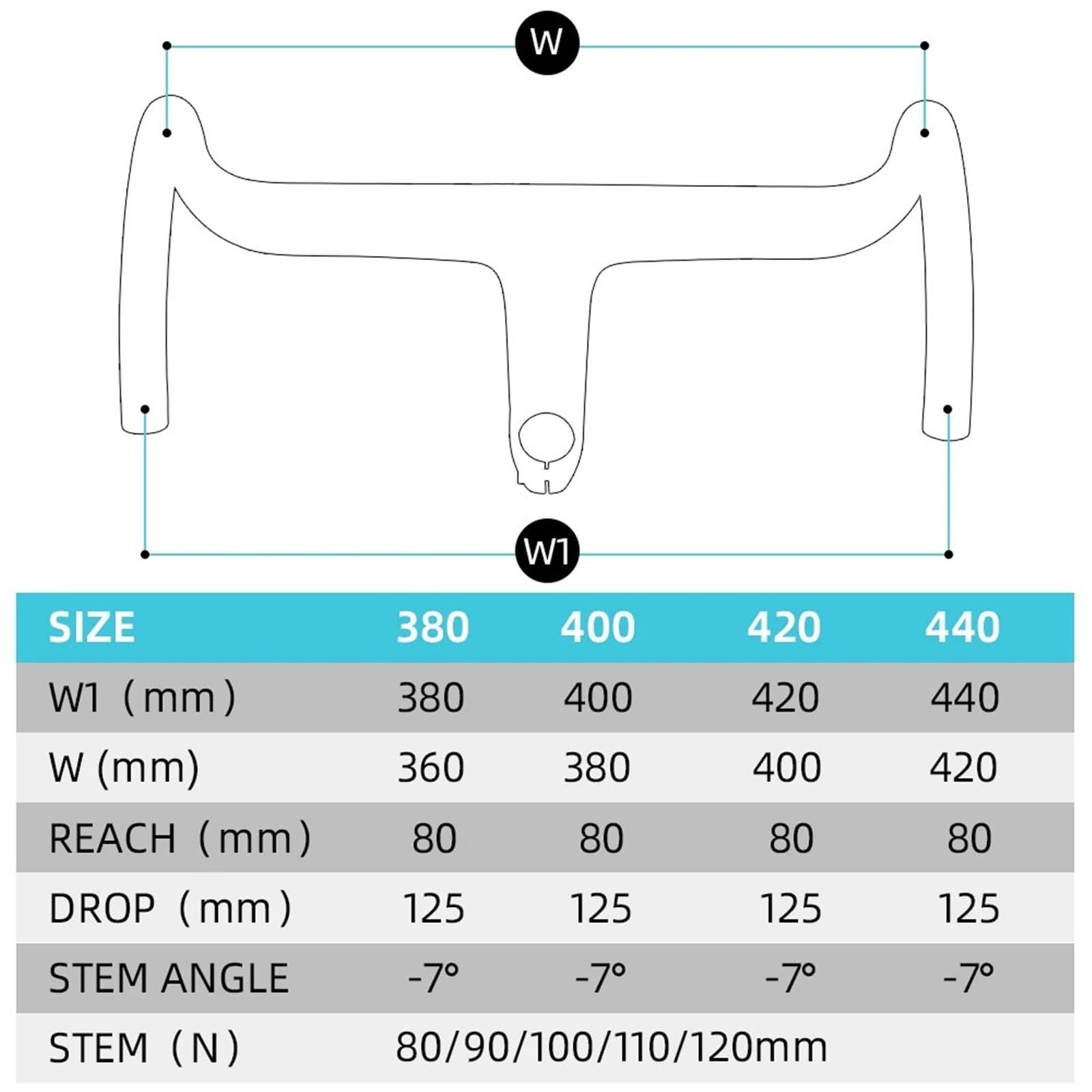 Generico Manubrio for Bici da Strada Integrato T1000 Full Carbon, Barra Piegata da Corsa da 28,6 Mm
