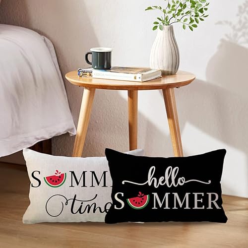 Miniatura 6 de ULOVE LOVE YOURSELF Hello Summer - Juego de 2 fundas de almohada lumbar de 12 x 20 pulgadas, fundas de almohada decorativas de verano de sandía