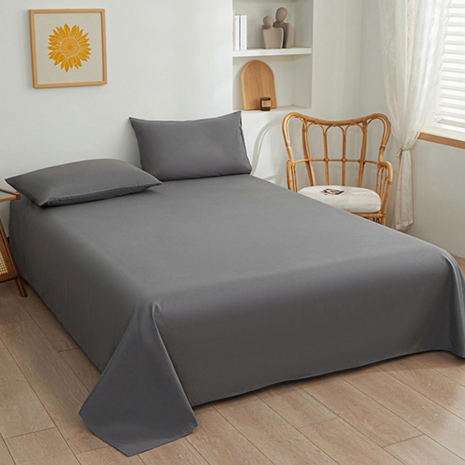 Bettlaken ohne Gummizug 230 x 250 cm Baumwolle Dunkelgrün Flecken und Abriebfest Betttuch für Terrasse Reisen Camping und Tischtuch Wohnmobil Laken