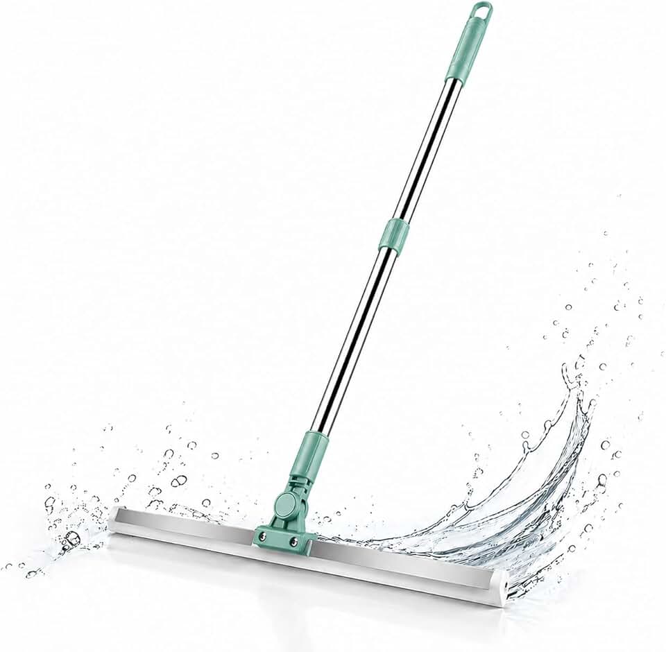 Rodo de Silicone 2 em 1 Multiuso 50cm com Cabo Extensível 64-112cm, Rotação 180°, Antirrisco, Rodo e Vassoura Mágica, Limpeza de Pisos, Vidros, Box e Áreas Externas, Secagem Rápida
