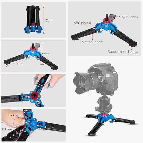 Miniatura 8 de Koolehaoda Monopod de aluminio para cámara portátil ligero de 63 pulgadas con soporte plegable de tres pies. Pierna de 6 secciones, diámetro máximo