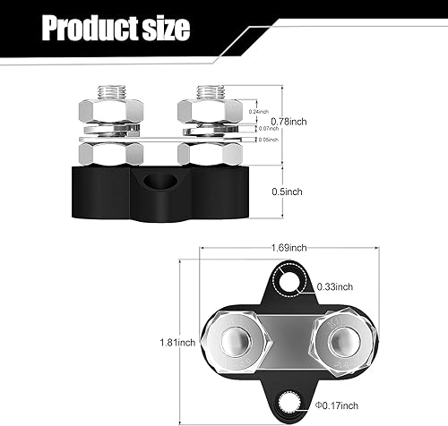 Miniatura 2 de 2 piezas de bloques de terminales de distribución de doble perno eléctrico M8, poste de encuadernación de reacondicionamiento de automóvil, bloque