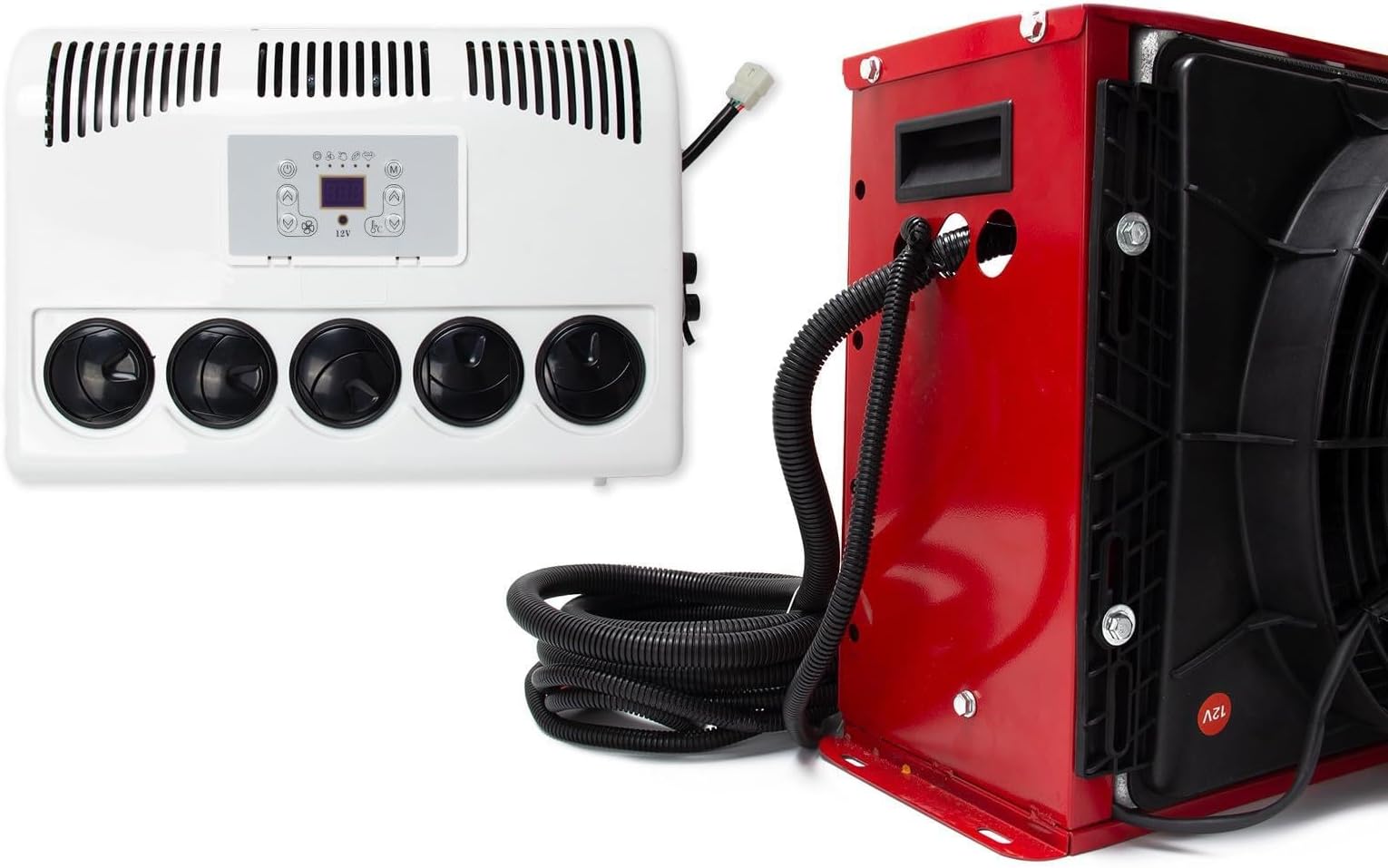12V Truck Air Conditioner, 11000 BTU Mini Split AC Unit, 400 m³/h Airflow Cab Air Conditioner, Quiet A/C Unit Fast Cooling for Semi Truck, Camper, Construction Vehicle, Crane, Tractor, Excavator