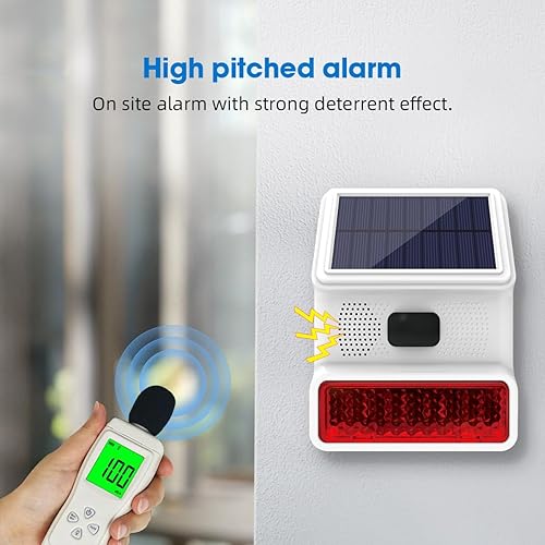 Miniatura 4 de Sirena de alarma, sirena inalámbrica para exteriores de 433 MHz, sirena solar al aire libre con función de luz intermitente LED, soporte de alarma