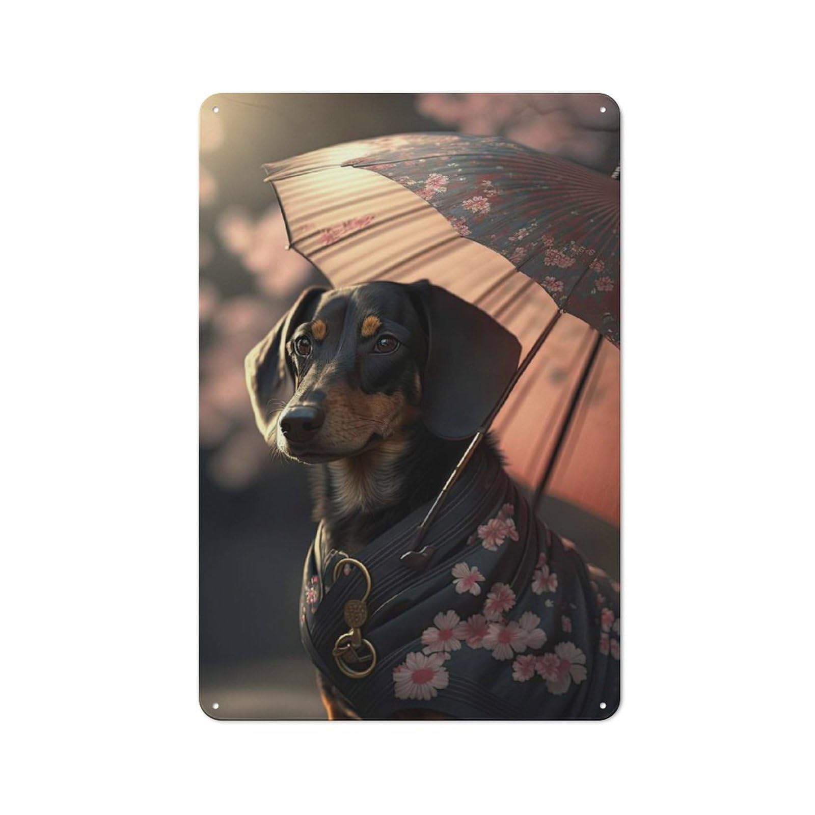 Junmoney Style-10 Dachshund Japanese Kimono Metal Sign 30X20cm, Vintage Bar Wall Plaque For Diner, Restaurant, Shed Or Kitchen