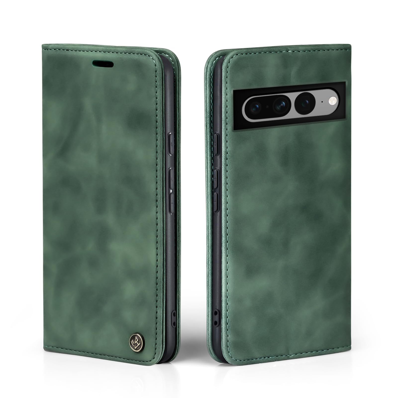 LBH Flip Case für Google Pixel 7 Pro – Grün, Karten-/Geldfach, Standfunktion, Magnetverschluss, Vintage