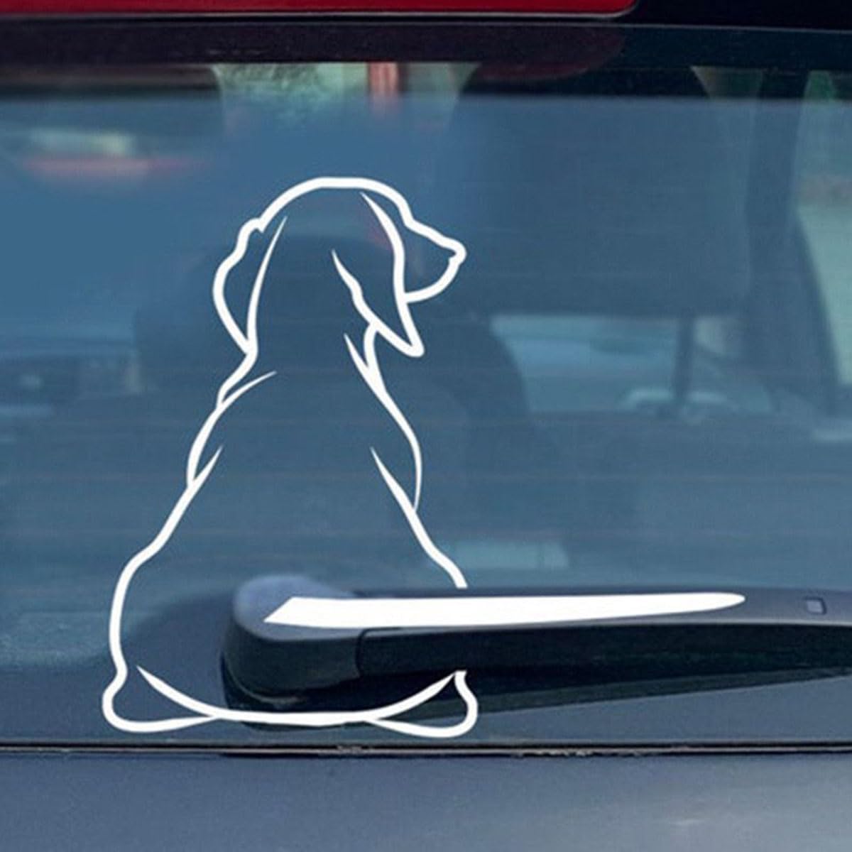 ZAAWUUT Hunde-Aufkleber mit beweglichem Schwanz, wasserdicht, Heckscheibenwischer-Aufkleber, Cartoon-Aufkleber, lustige Aufkleber für Autofenster, Laptop-Dekoration (weiß)