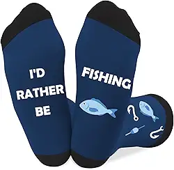 Presentes de pesca para o Dia dos Pais, para homens e meninos, Natal, aniversário, Natal, Dia dos Namorados, Dia de Ação de Graças, Peixe, Meias Divertidas e Exclusivas para Amantes de Pesca