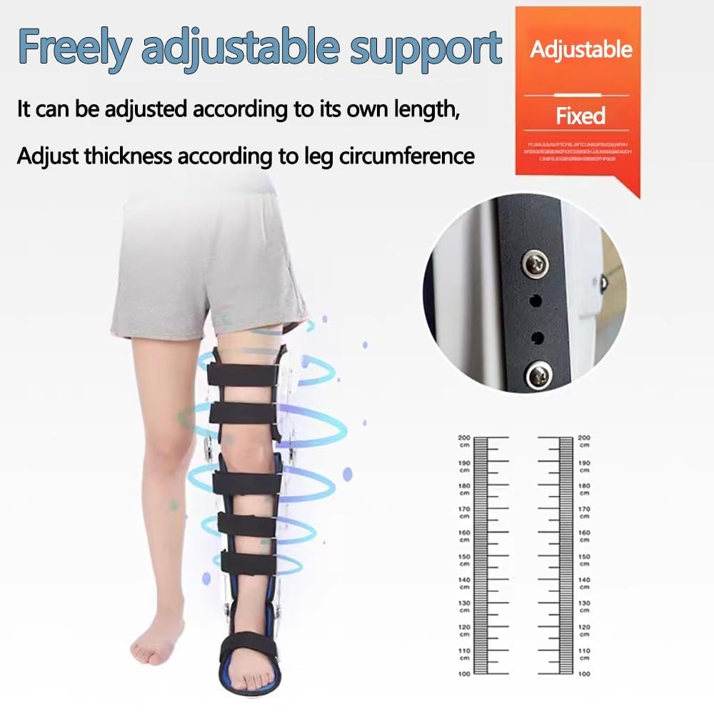 Tutore di Supporto per Ginocchio E Piede con Cerniera, Tutore Ortopedico Stabilizzatore per Tutta La Gamba per Lesioni agli Arti Inferiori, Protezione per Ginocchio E Piede, Utilizzato, Left
