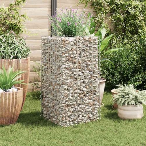 HaoChrymec Jardinière Surélevée with Gabion Acier, Design Stable, Panier à Pierre, Parterre Surélevé en Gabion, Cage en Métal, Jardinière à Gabion, Résistant aux Intempéries, 50 x 50 x 100 cm
