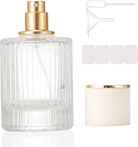 1 Pack Empty Perfume Spray Bottles, 50ML Ribbed Glass Atomizer