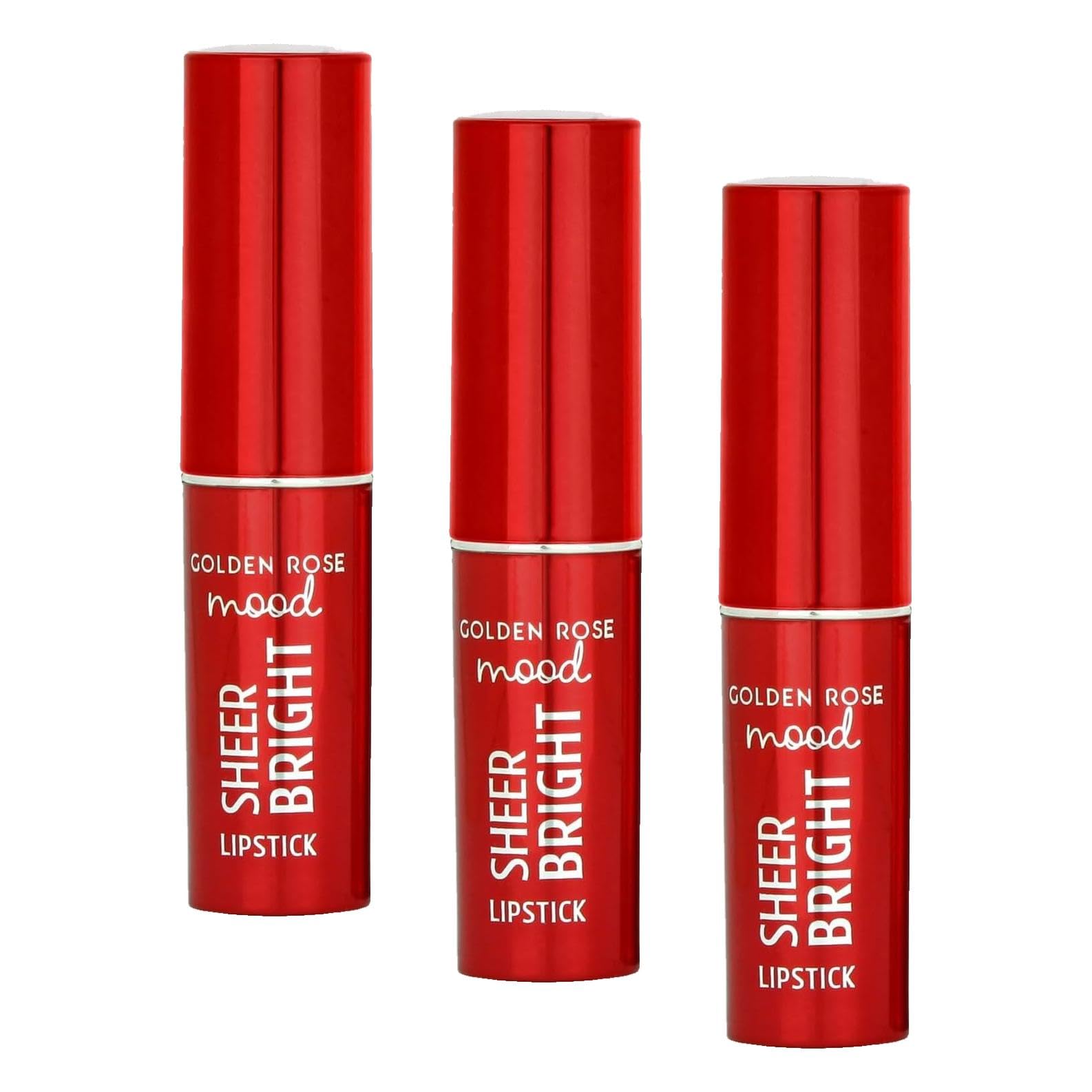 Golden Rose Mood Sheer Bright Lipstick No:108 Rosy Plum - Parlak Ruj (3 paketi)