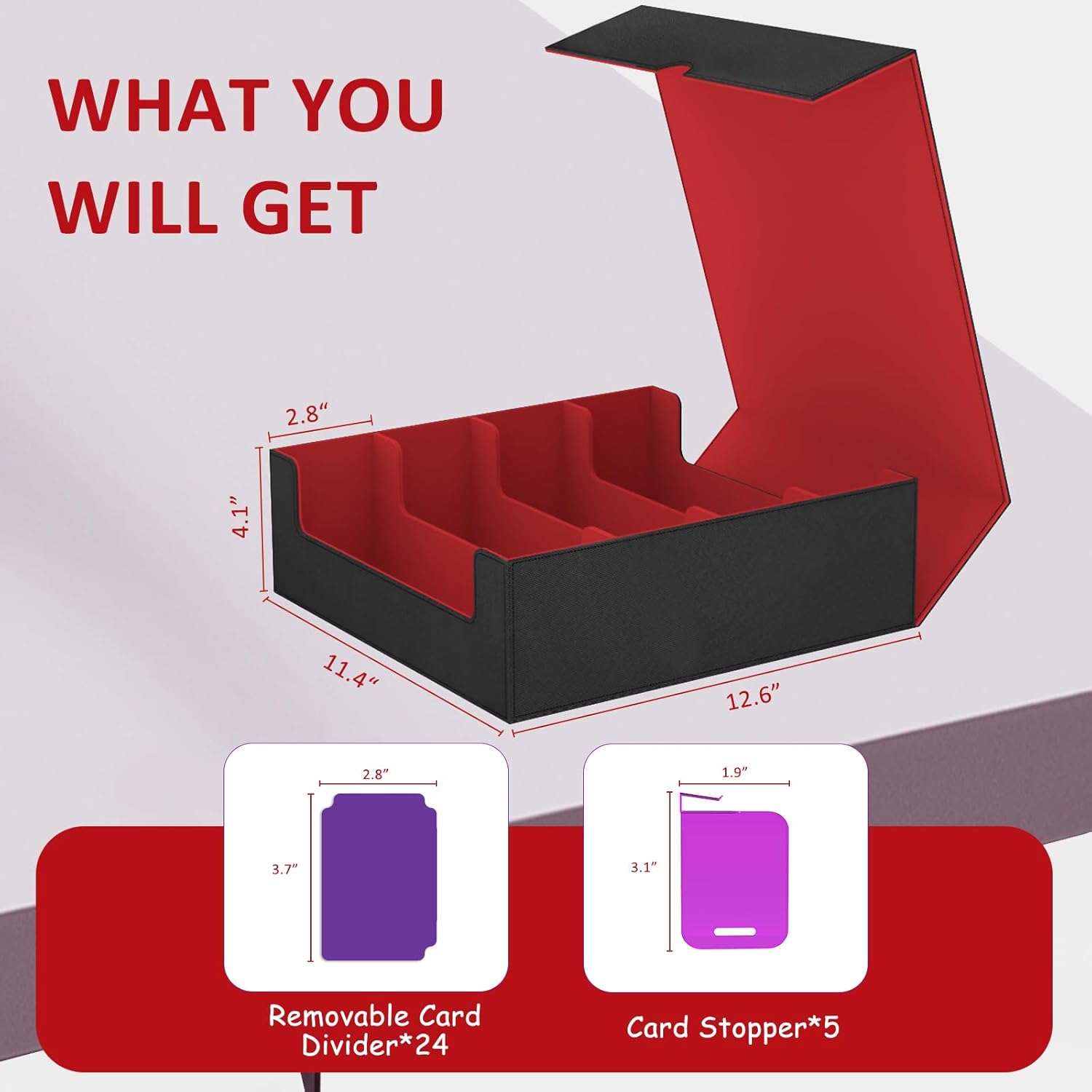 JWPEHOE Trading Card Storage Box, 3200+ MTG Deck Box, 4-Row Portable commander deck box for MTG/TCG/Magic Cards and Sports Cards Gifts for Card Collector,Gifts for Card Collector