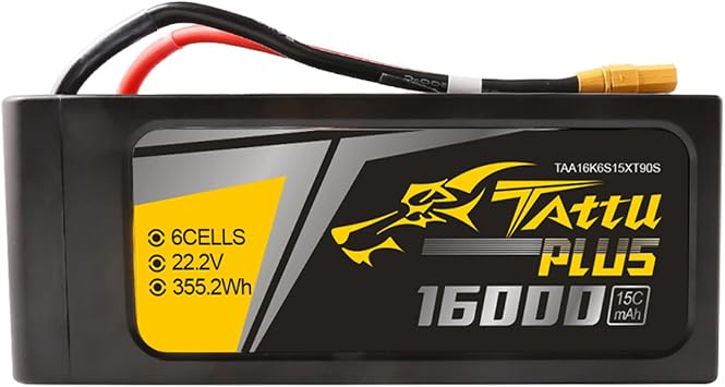 TATTU Plus 16000mAh 15C 22.2V 6S Lipo Battery Pack with XT90S