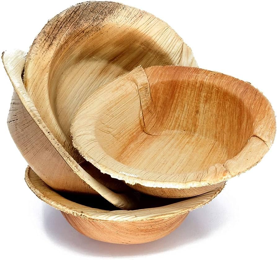 RudraEco 5.5" Round Bowls Areca Palm Leaf Biodegradable Disposable (Set of 50)