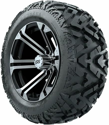 Miniatura 3 de GTW Combo de ruedas y neumáticos para carrito de golf de 14 pulgadas  GTW Specter mecanizadasruedas negras en neumáticos de barro de 23 x 10-14