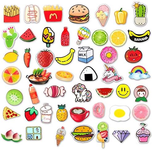 MJartoria 40+ PCS Cute Acrylic Lapel Pins for Backpack-Food Fruit Aesthetic Novelty Cartoon Brooch Badge Pin Set for Clothing Bags Jackets