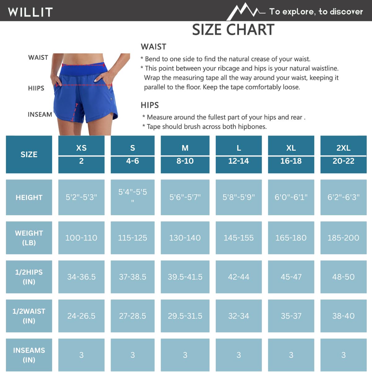 Willit Pantaloncini da bagno da donna ad asciugatura rapida da 3 pollici con fodera breve UPF 50+ Costume da bagno nero S