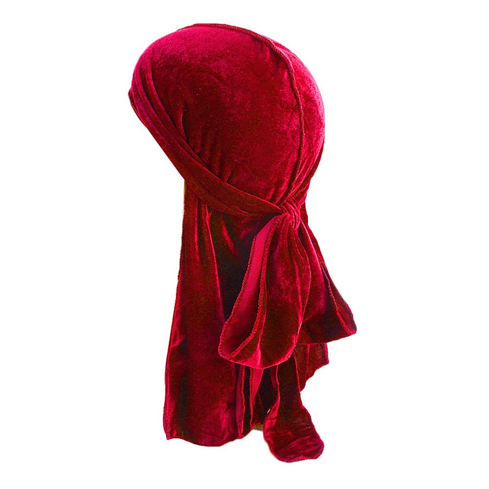 Magik Unisex Gold Velvet Durag Hat Cap Premium Design Doo Rag Braids Bicycle Dance Burgundy 1 Pack