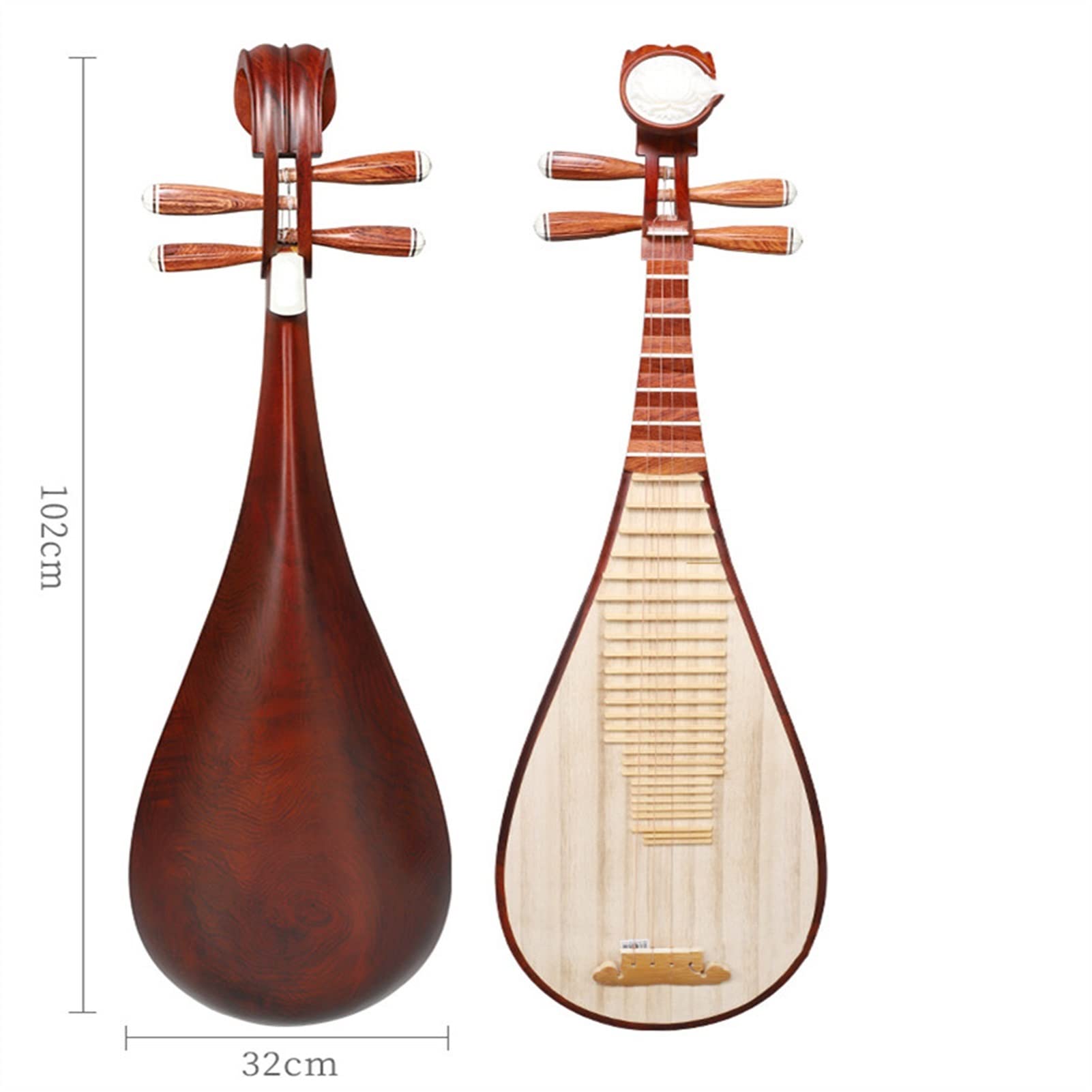 FLFL Hartholz Chinesische Lute Pipa Musical Instrument Australis Palisander Material Holzwelle Holzphase Rosenholz Pipa