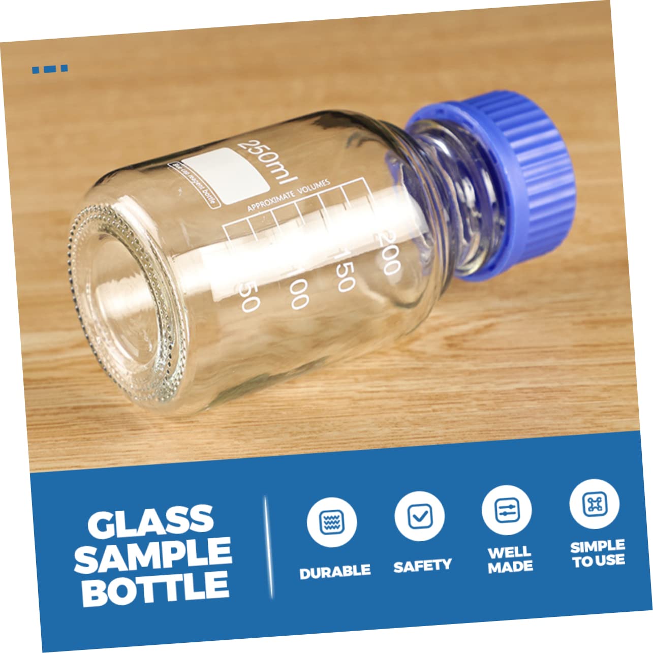 Luxshiny 3 Stück Reagenzflasche 250ml aus Glas für Chemikalien