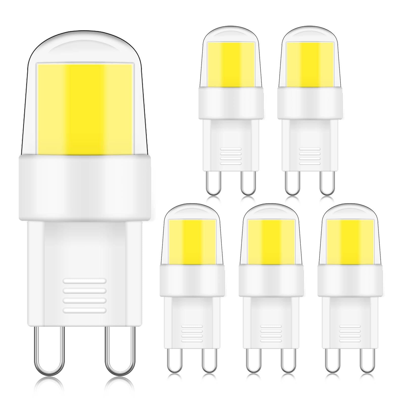 G9 LED Lampe COB LED Leuchtmittel 2W Ersatz 10W 15W 20W 25W 28W Halogenlampe 280 Lumen Kaltweiss 6000K 220V G9 Bi-Pin Kurz Schlafzimmer Leuchter Restaurants Wandleuchte Nicht Dimmbar(5 Stück)